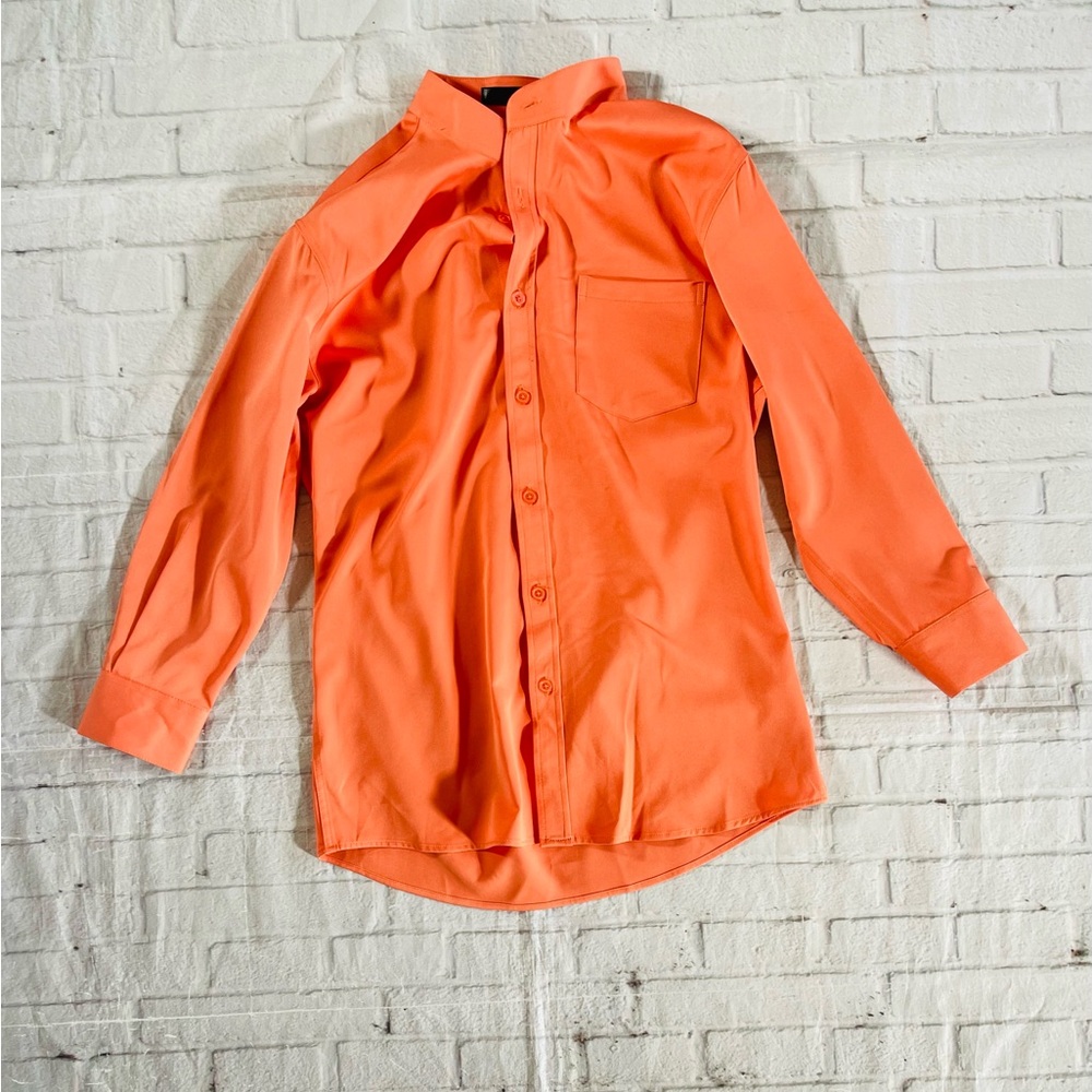 Boys Orange Long Sleeve Button-up Dress Shirt Size Small